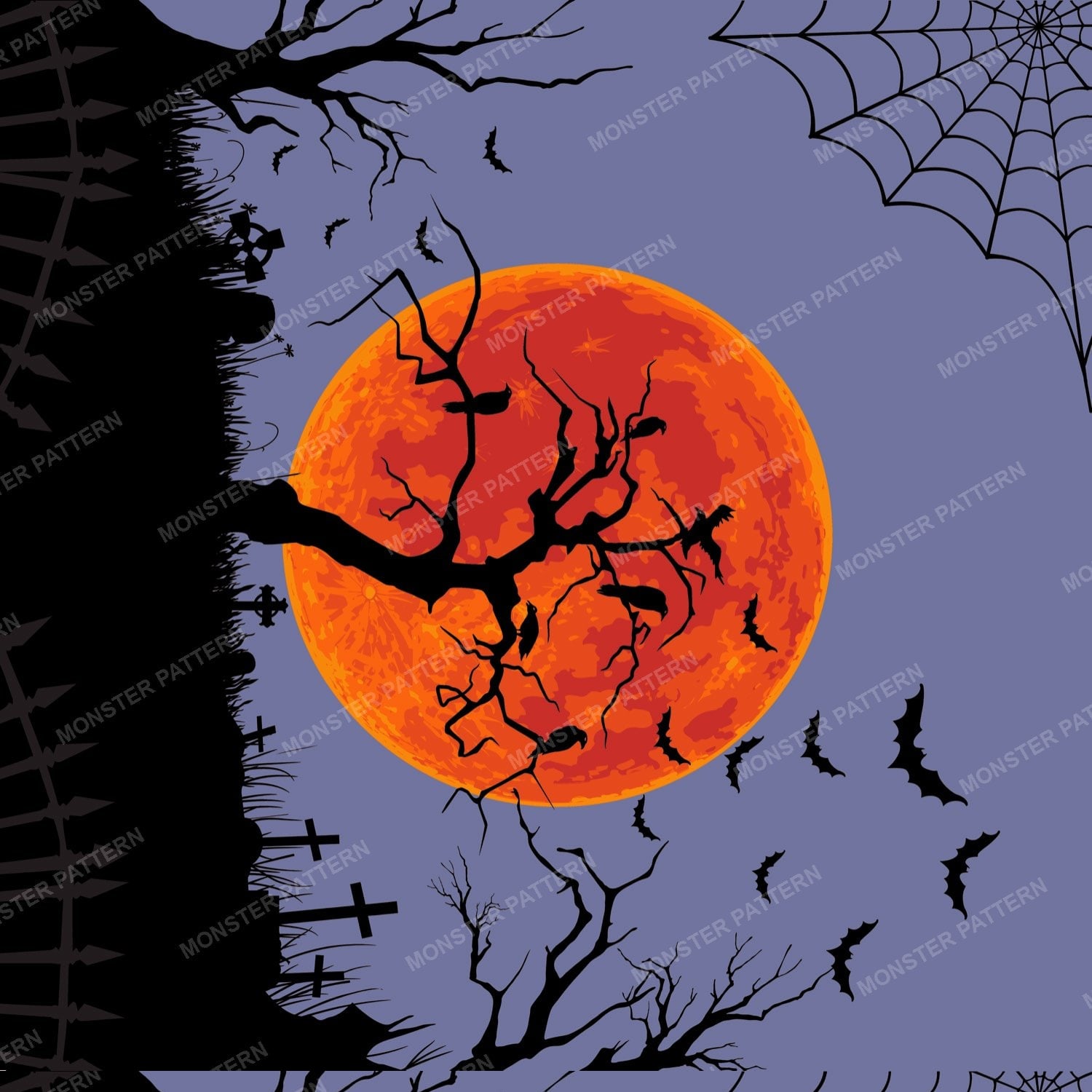 Halloween Night Sky — original textile pattern for nursery licensing