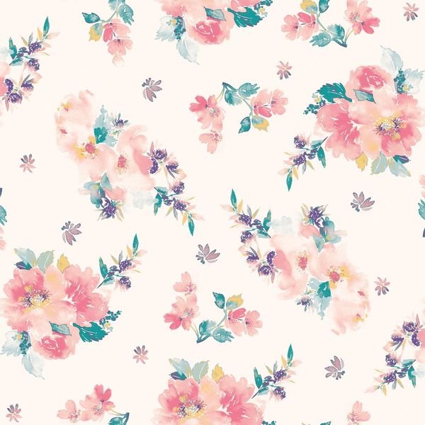 Watercolor Floral Repeat — original textile pattern for floral licensing