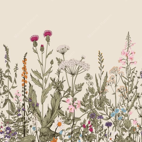 Wildflower Garden Repeat — original textile pattern for floral licensing