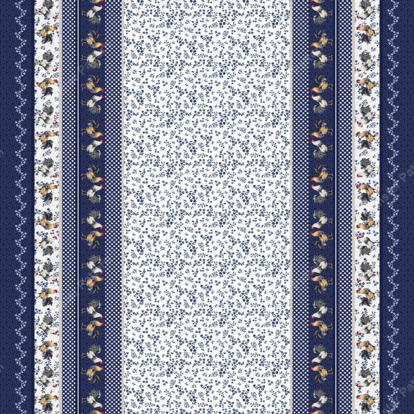 Blue Floral Border Pattern — original textile pattern for floral licensing