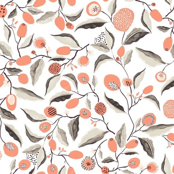 Floral Branch Repeat Pattern — original textile pattern for floral licensing