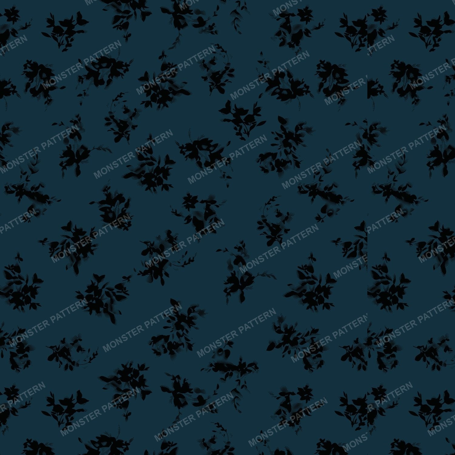 Dark Floral Repeat Pattern — original textile pattern for floral licensing