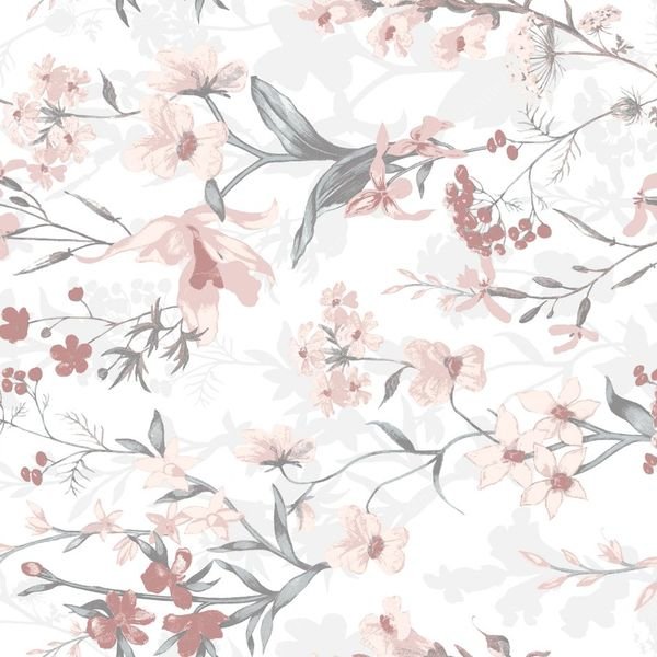 Pink Floral Branch Repeat — original textile pattern for floral licensing