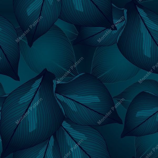 Teal Leaf Repeat Pattern — original textile pattern for botanical licensing