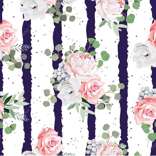 Floral Stripe Pattern — original textile pattern for floral licensing