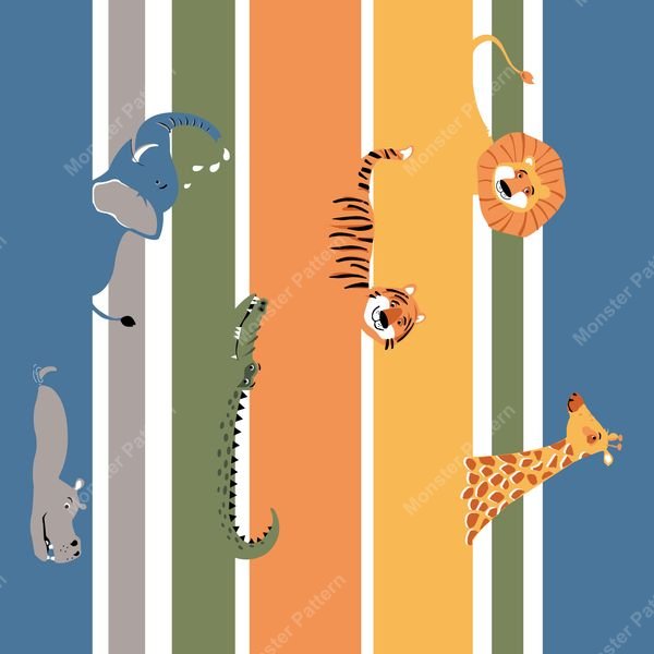 Animal Stripe Pattern — original textile pattern for nursery licensing