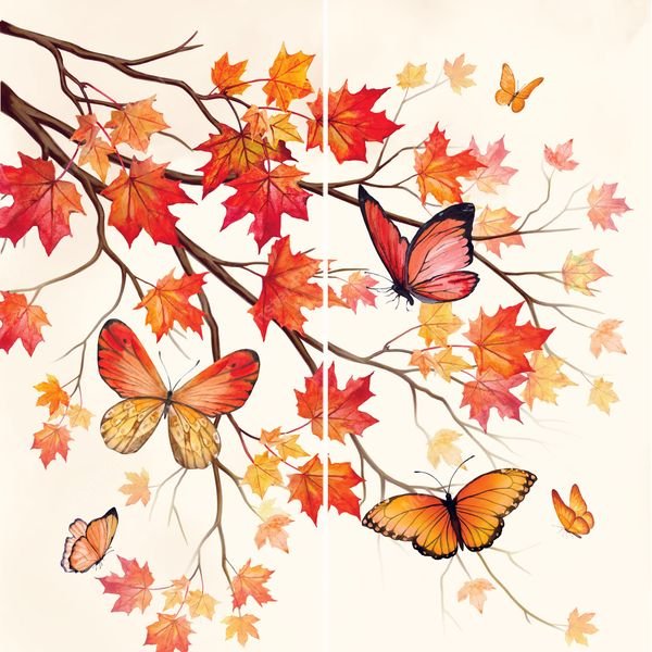Autumn Branch with Butterflies — original textile pattern for nursery licensing
