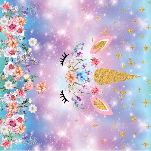 Unicorn Floral Celestial Pattern — original textile pattern for nursery licensing