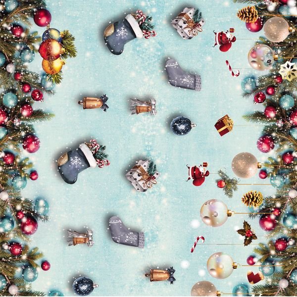 Christmas Ornament Repeat Pattern — original textile pattern for tabletop licensing
