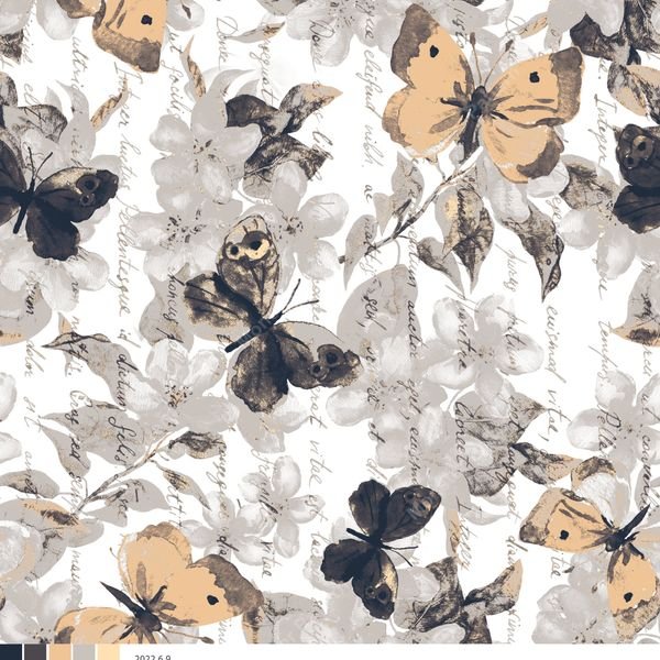 Butterfly Floral Repeat — original textile pattern for nursery licensing