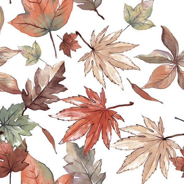 Watercolor Autumn Leaves Pattern — original textile pattern for botanical licensing