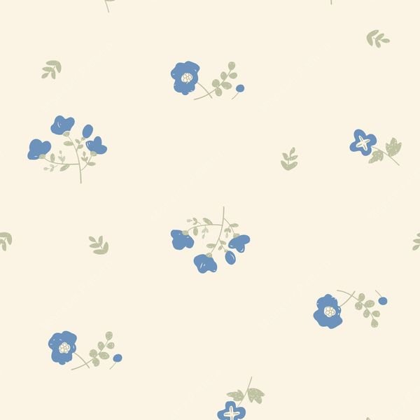 Blue Floral on Cream — original textile pattern for floral licensing