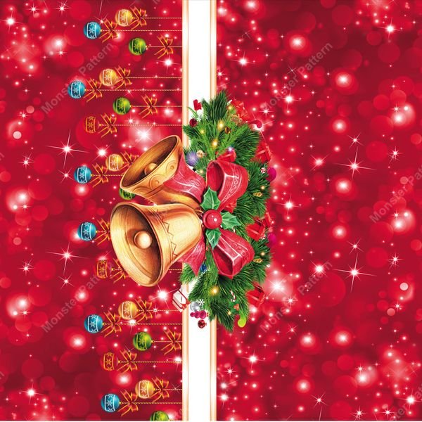 Christmas Bells & Garland — original textile pattern for tabletop licensing