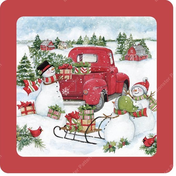 Christmas Truck Repeat Pattern — original textile pattern for tabletop licensing