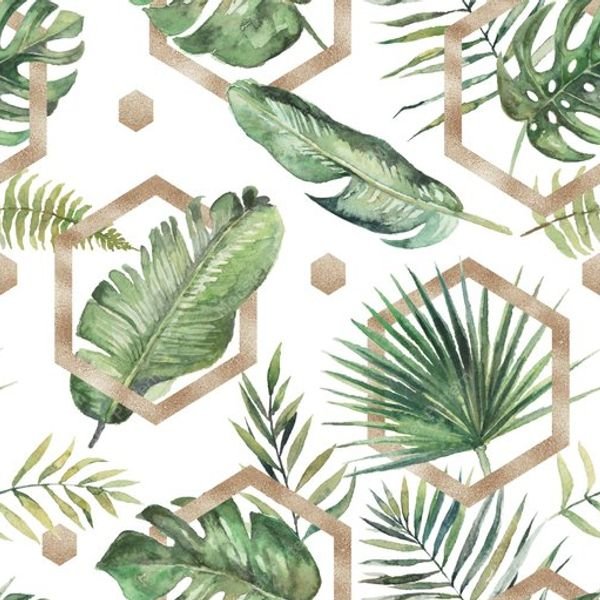 Tropical Leaf Repeat Pattern — original textile pattern for botanical licensing