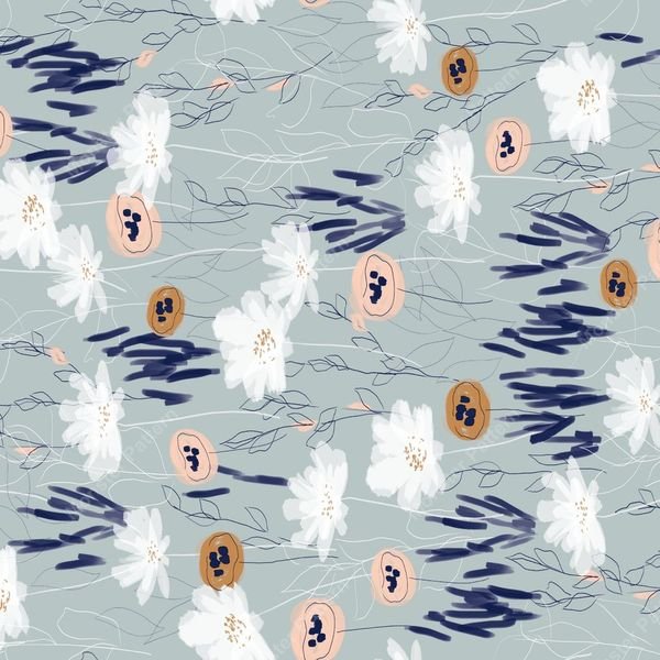 Floral and Abstract Repeat Pattern — original textile pattern for floral licensing