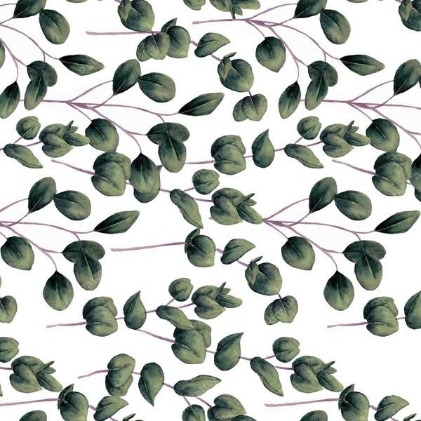 Green Leaf Branch Pattern — original textile pattern for botanical licensing