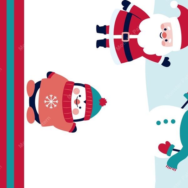 Holiday Characters Repeat Pattern — original textile pattern for tabletop licensing