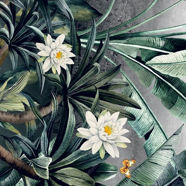 Tropical Water Lily Pattern — original textile pattern for nursery licensing