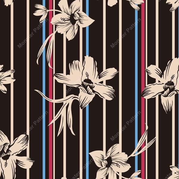 Floral Stripe Repeat — original textile pattern for floral licensing