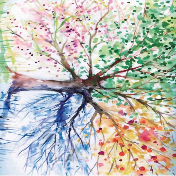 Watercolor Tree Roots — original textile pattern for botanical licensing