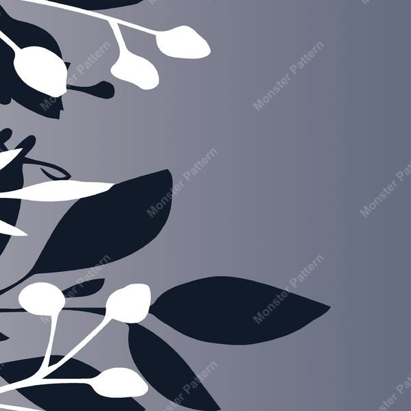 Blue Botanical Silhouette — original textile pattern for botanical licensing