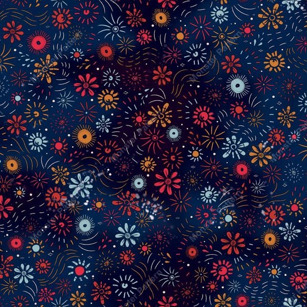 Dark Floral Scatter Pattern — original textile pattern for floral licensing