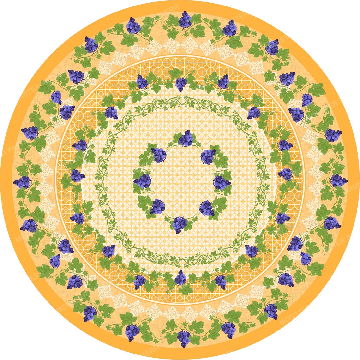 Grapevine Circular Pattern — original textile pattern for botanical licensing
