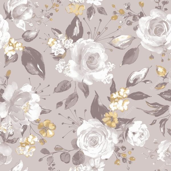 Grey Floral Repeat Pattern — original textile pattern for floral licensing