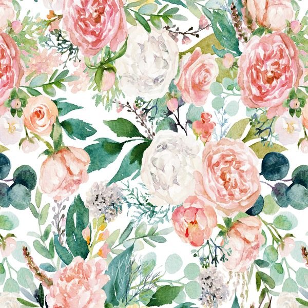 Watercolor Floral Repeat — original textile pattern for floral licensing