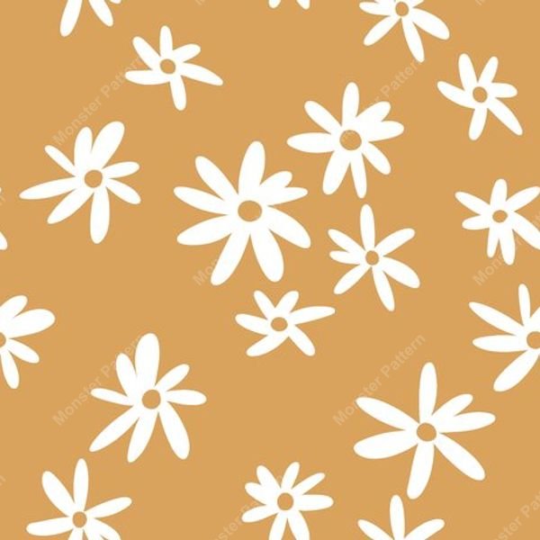 Small White Flowers on Orange — original textile pattern for floral licensing