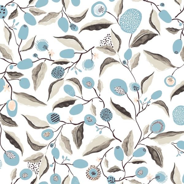Turquoise Botanical Repeat — original textile pattern for botanical licensing