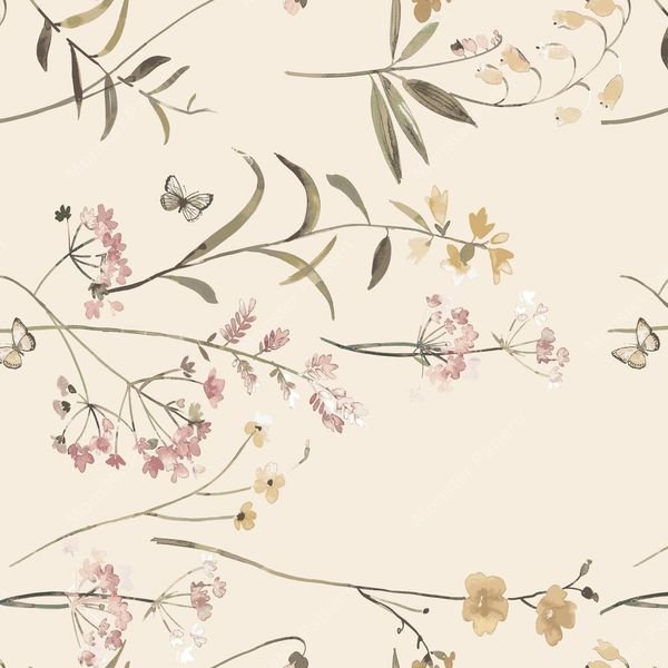 Floral Botanical Repeat — original textile pattern for nursery licensing