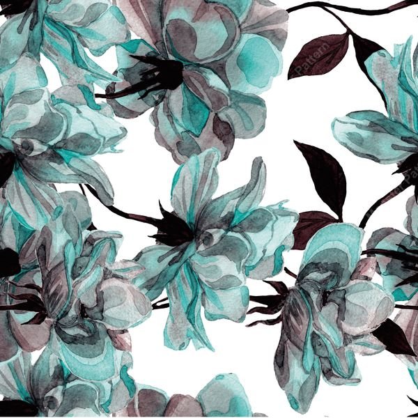 Green Floral Watercolor Pattern — original textile pattern for floral licensing