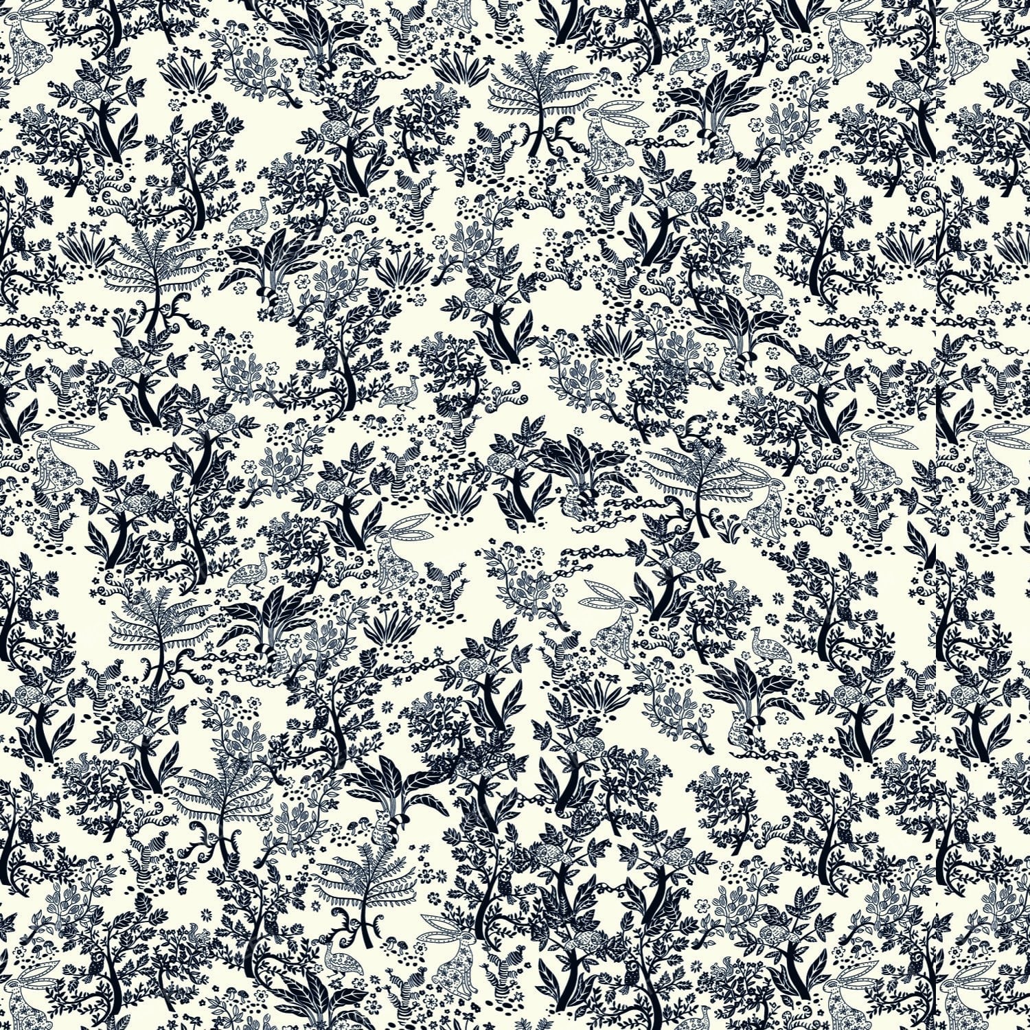 Indigo Botanical Repeat — original textile pattern for botanical licensing