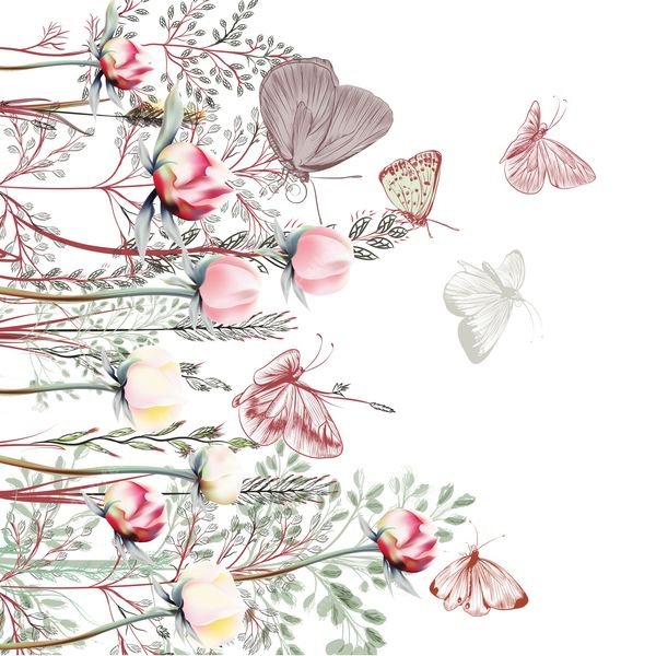 Floral and Butterfly Pattern — original textile pattern for nursery licensing