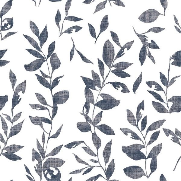 Indigo Botanical Repeat — original textile pattern for botanical licensing