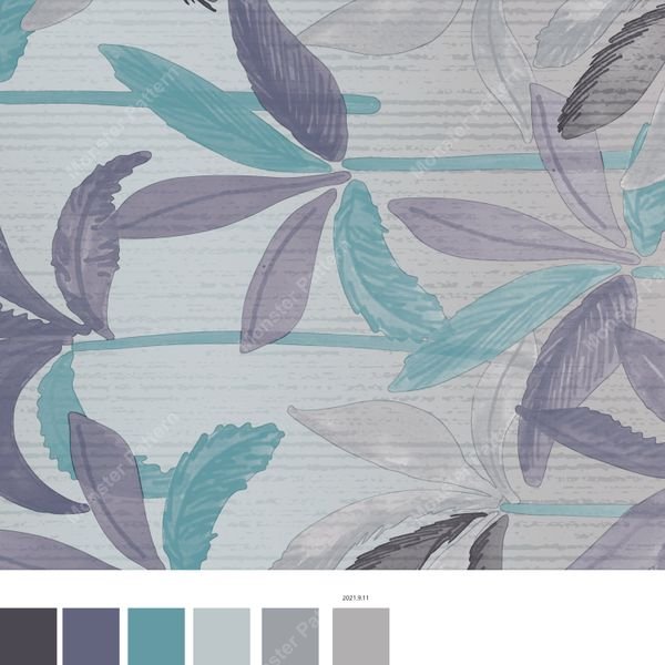 Botanical Leaf Repeat Pattern — original textile pattern for botanical licensing