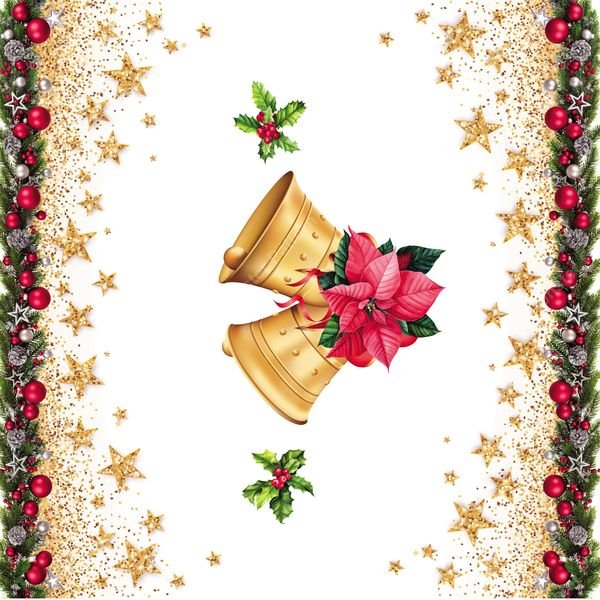 Christmas Bells Border Pattern — original textile pattern for nursery licensing