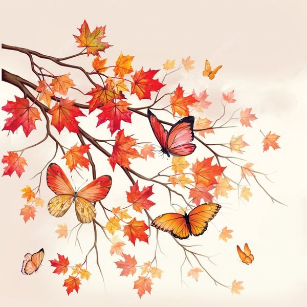 Autumn Branch with Butterflies — original textile pattern for nursery licensing