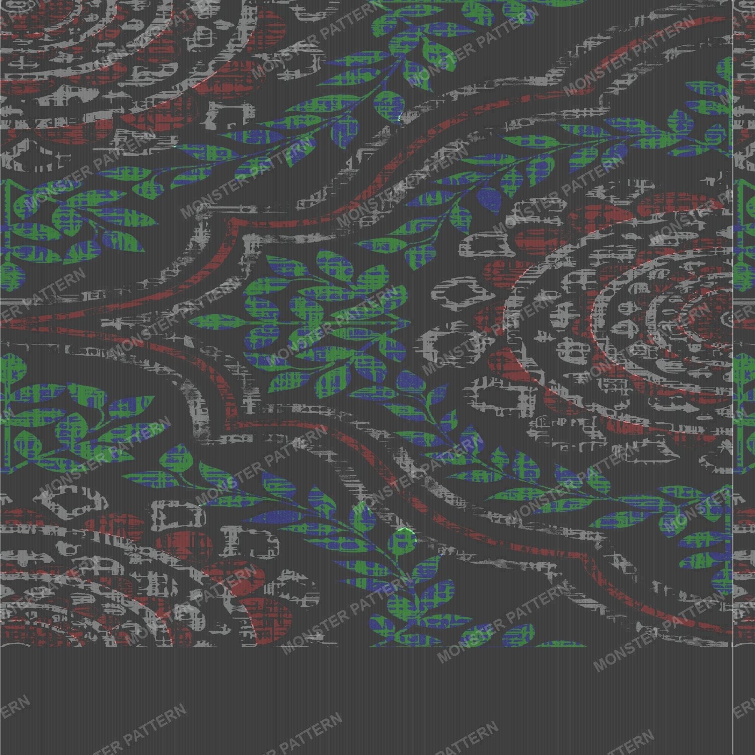 Dark Floral Paisley Repeat — original textile pattern for botanical licensing