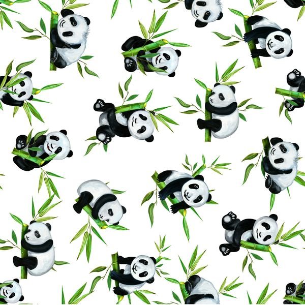 Panda Bamboo Pattern — original textile pattern for nursery licensing