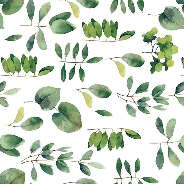 Watercolor Leaf Pattern — original textile pattern for botanical licensing