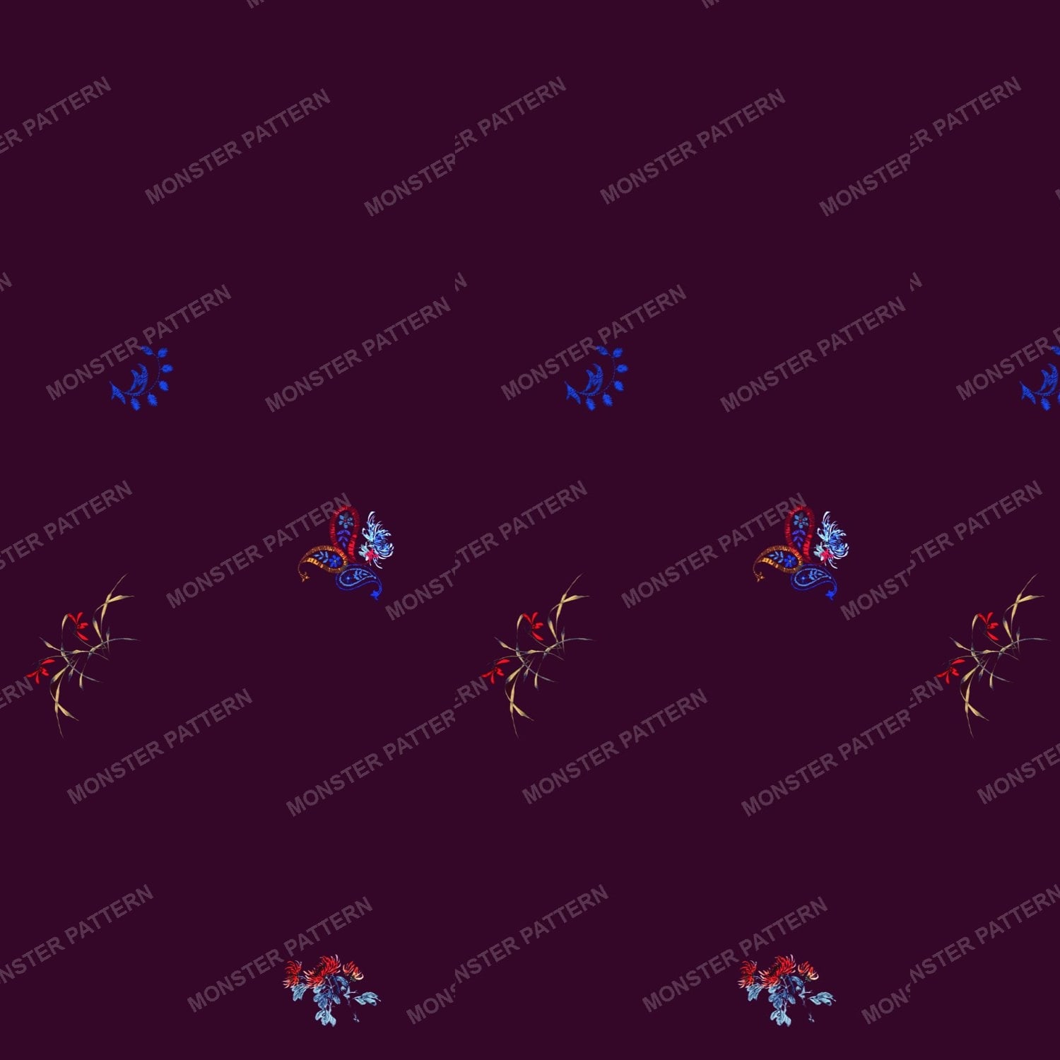 Dark Floral Motif Pattern — original textile pattern for nursery licensing