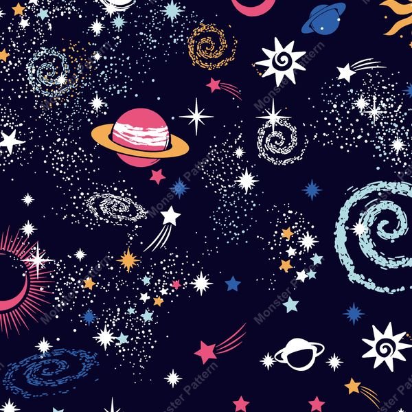 Celestial Space Pattern — original textile pattern for nursery licensing