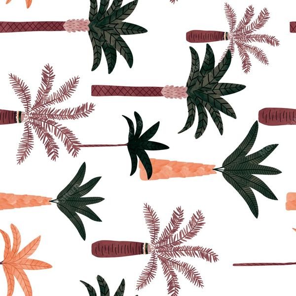 Palm Tree Repeat Pattern — original textile pattern for botanical licensing
