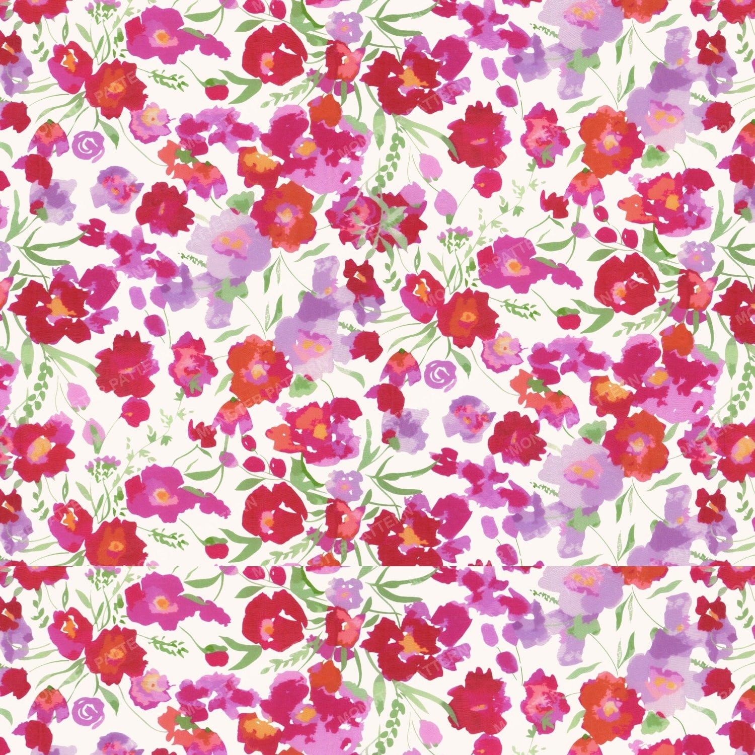 Watercolor Floral Repeat — original textile pattern for floral licensing