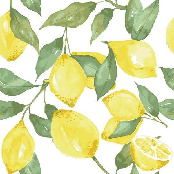 Lemon Branch Pattern — original textile pattern for botanical licensing