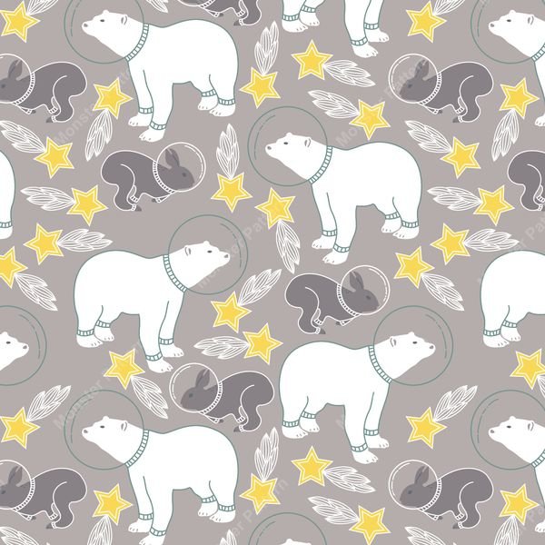 Space Animals Pattern — original textile pattern for nursery licensing