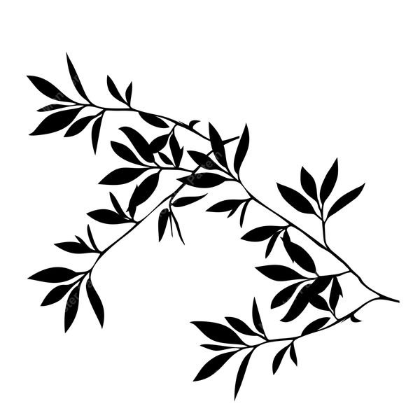 Black Leaf Branch Pattern — original textile pattern for botanical licensing